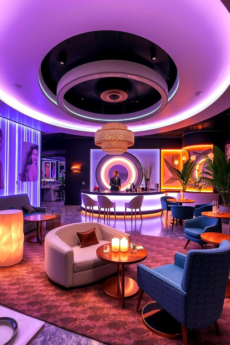 Designer Lounge with Custom Lighting - 24 Luxury Man Cave Ideas
