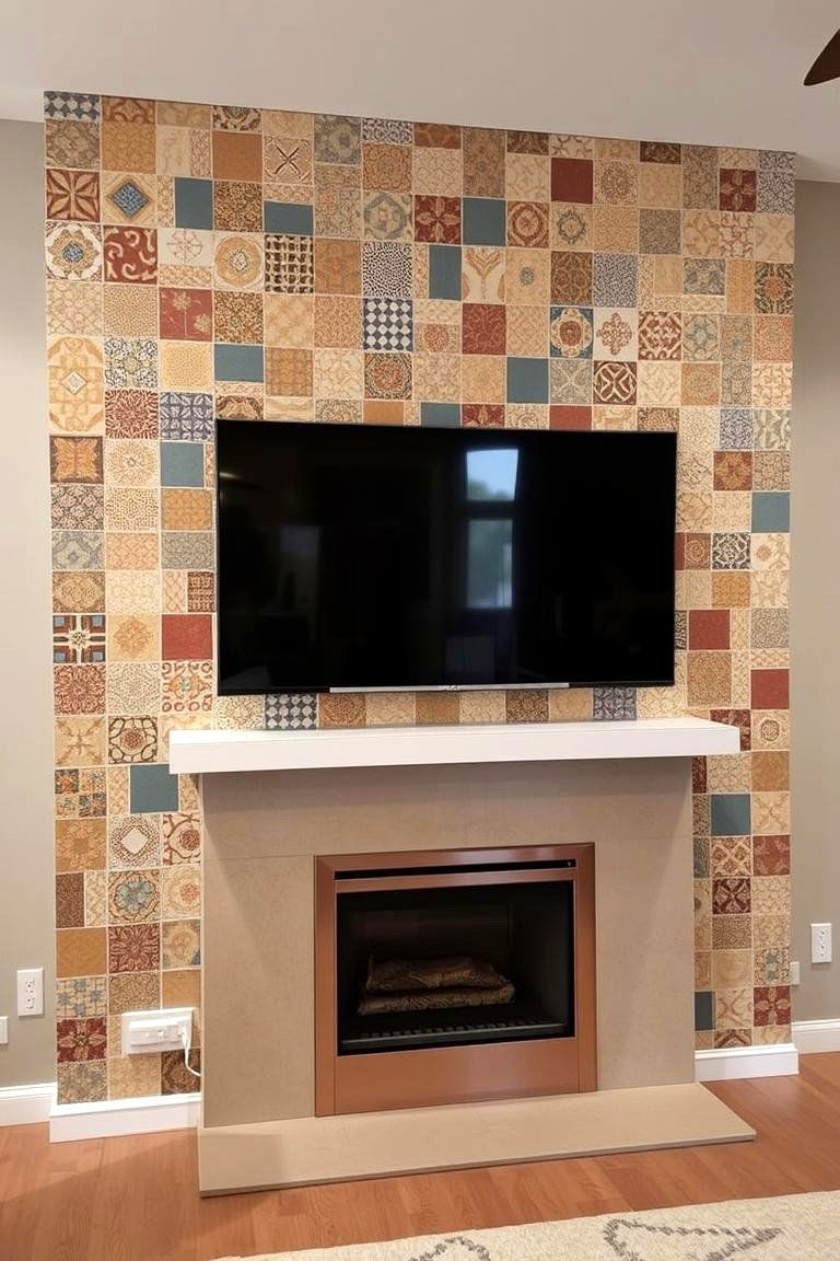 Designer Tile Accent - 24 Tv Over Fireplace Ideas