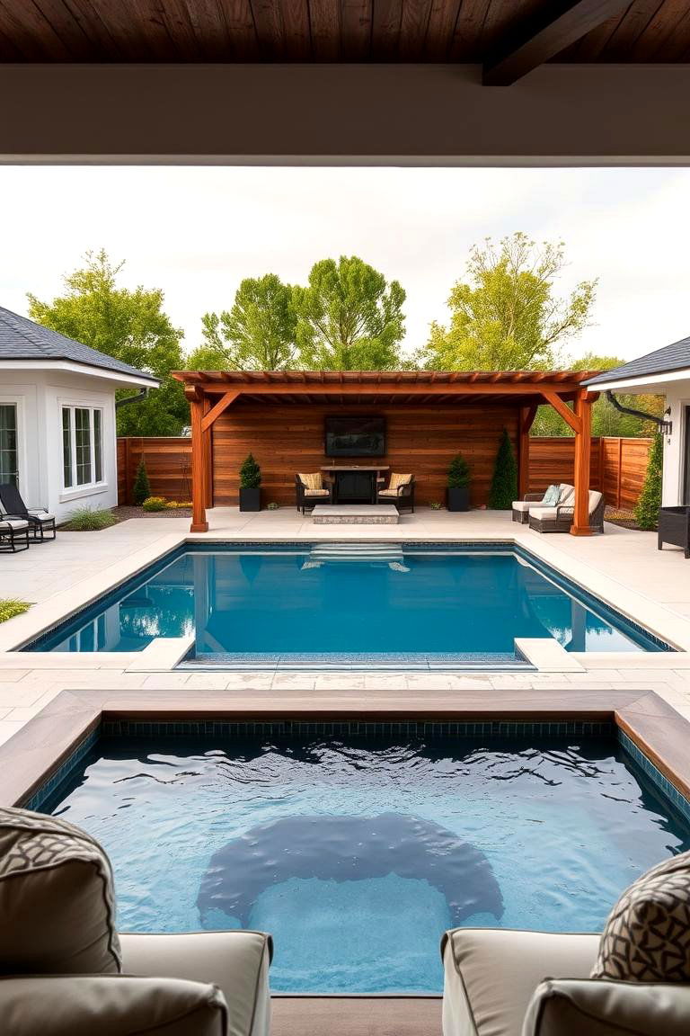 Designing with Safety in Mind - 24 Rectangle Pool With Hot Tub