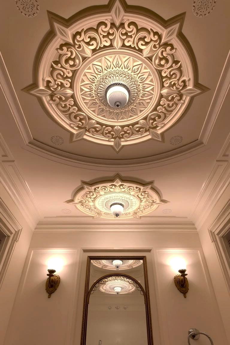 Detailed Ceiling Medallions - 24 Traditional Bathroom Ideas