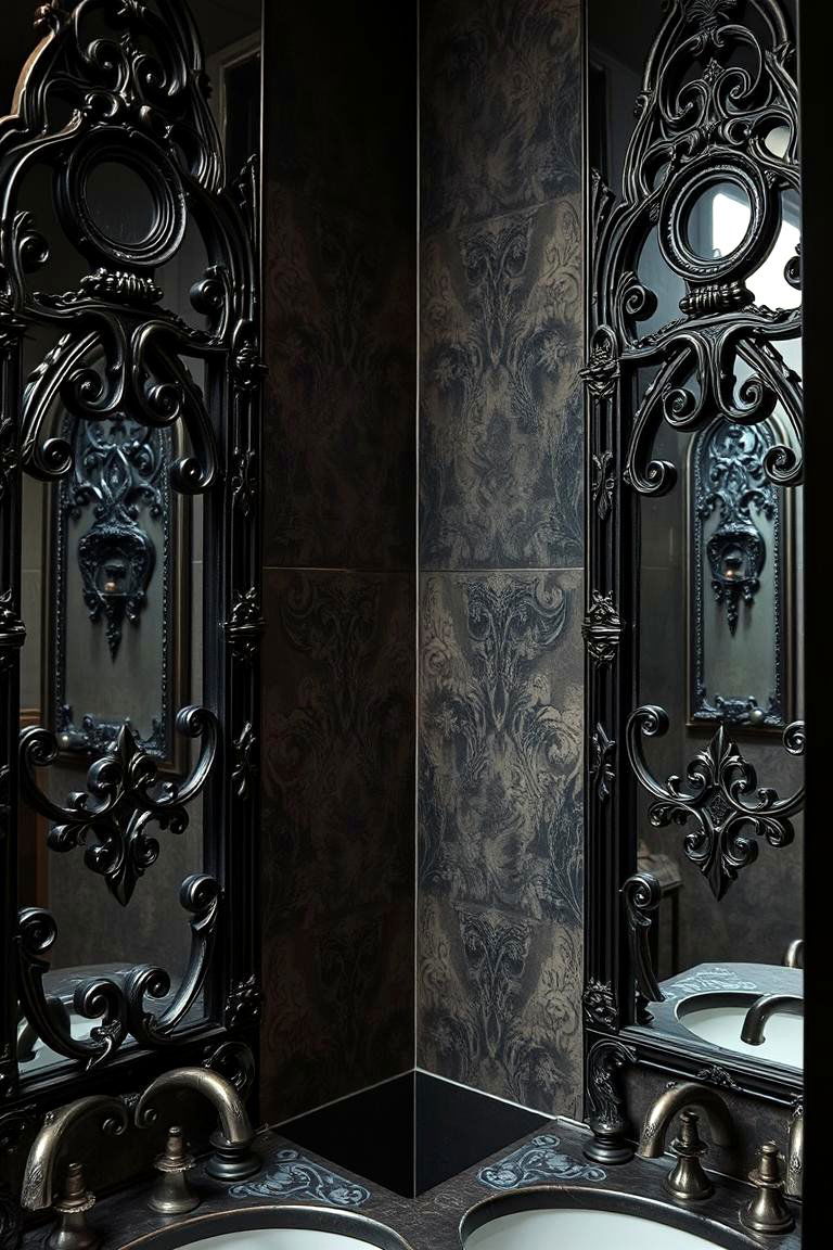 Detailed Ironwork Mirrors - 24 Gothic Bathroom Ideas