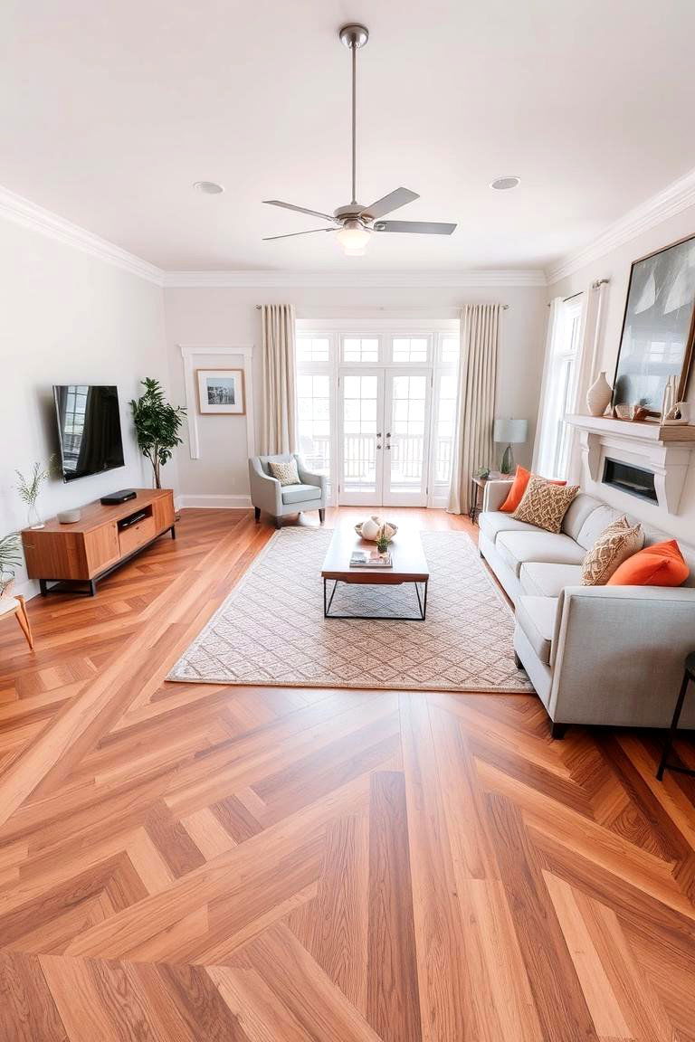 Diagonal Wood Floor Layout - 24 Living Room Wood Floor Ideas
