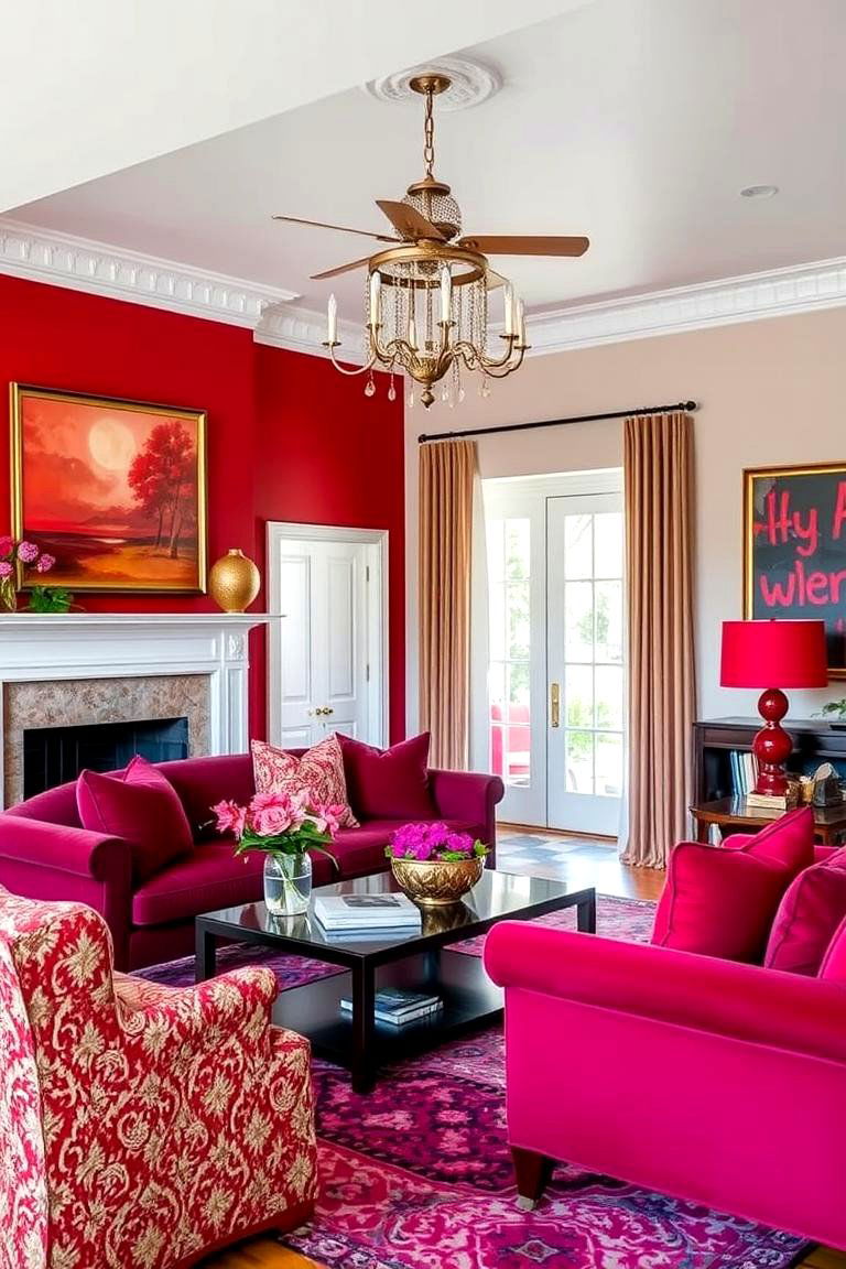 Different Shades of Red - 24 Red Living Room Ideas