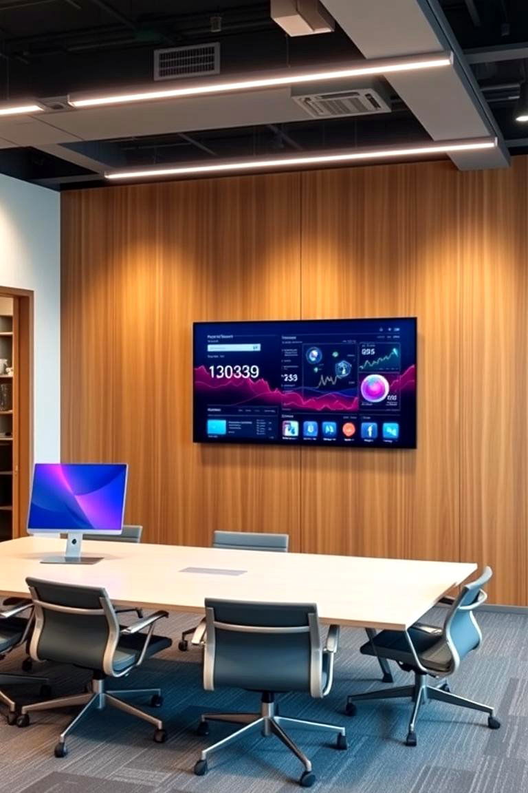 Digital Display Screen - 24 Office Accent Wall Ideas