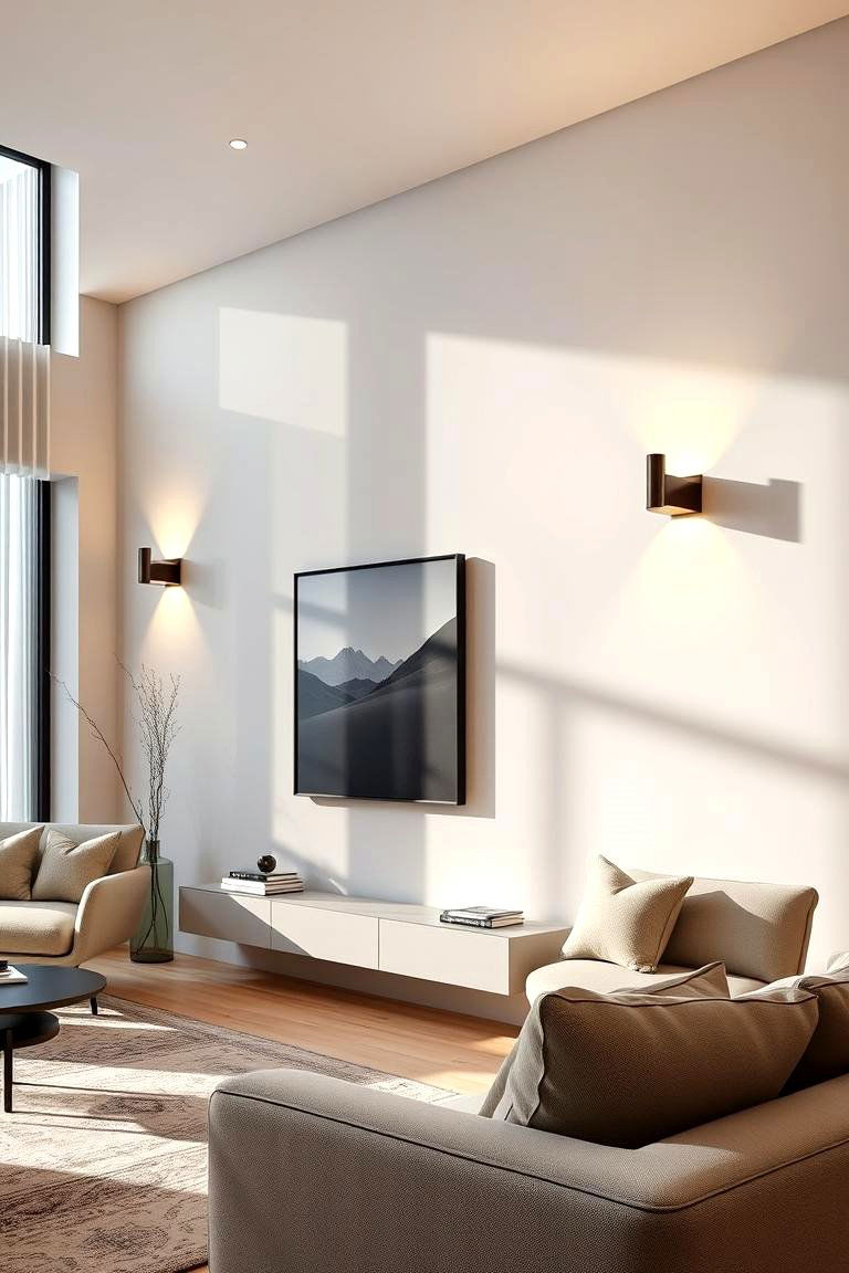 Dimmable LED Art Sconces for Customizable Ambiance - 24 Living Room Wall Lighting Ideas