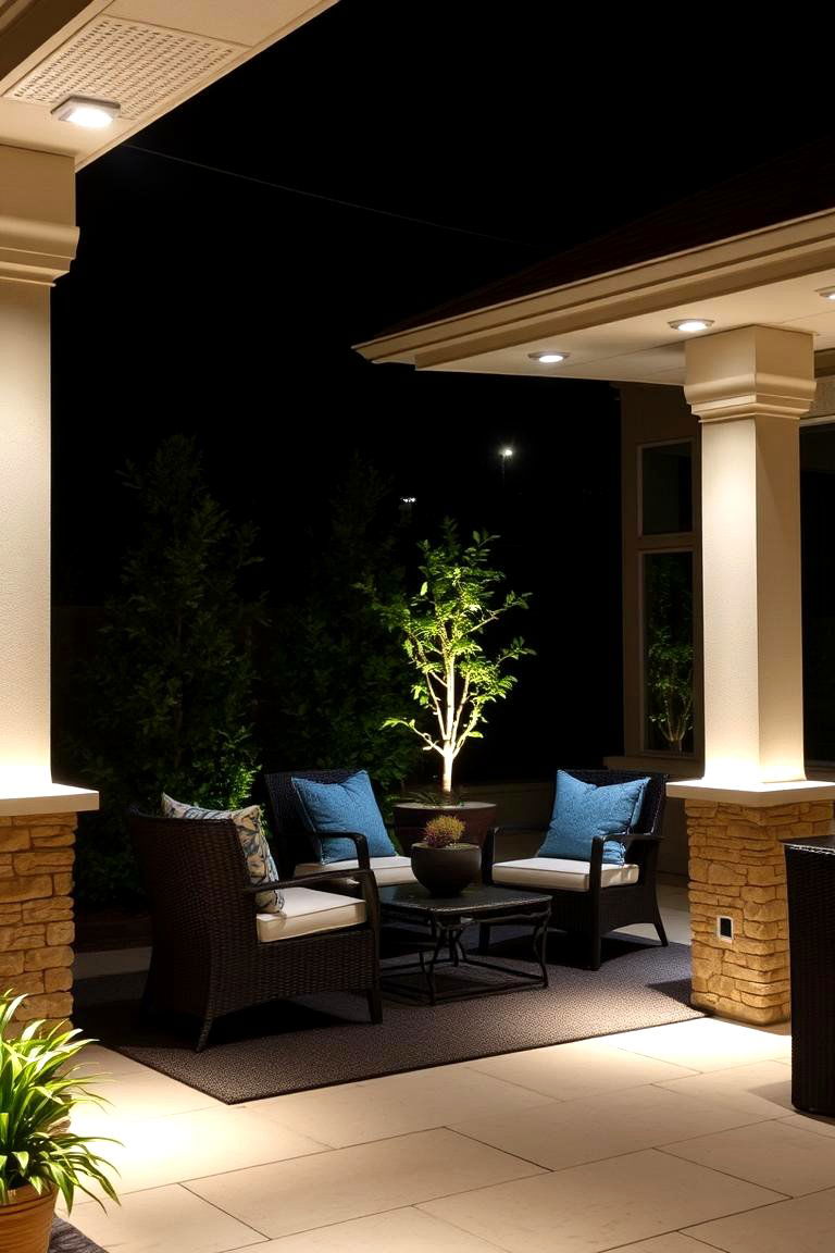 Dimmable Spotlights - 24 Covered Patio Lighting Ideas