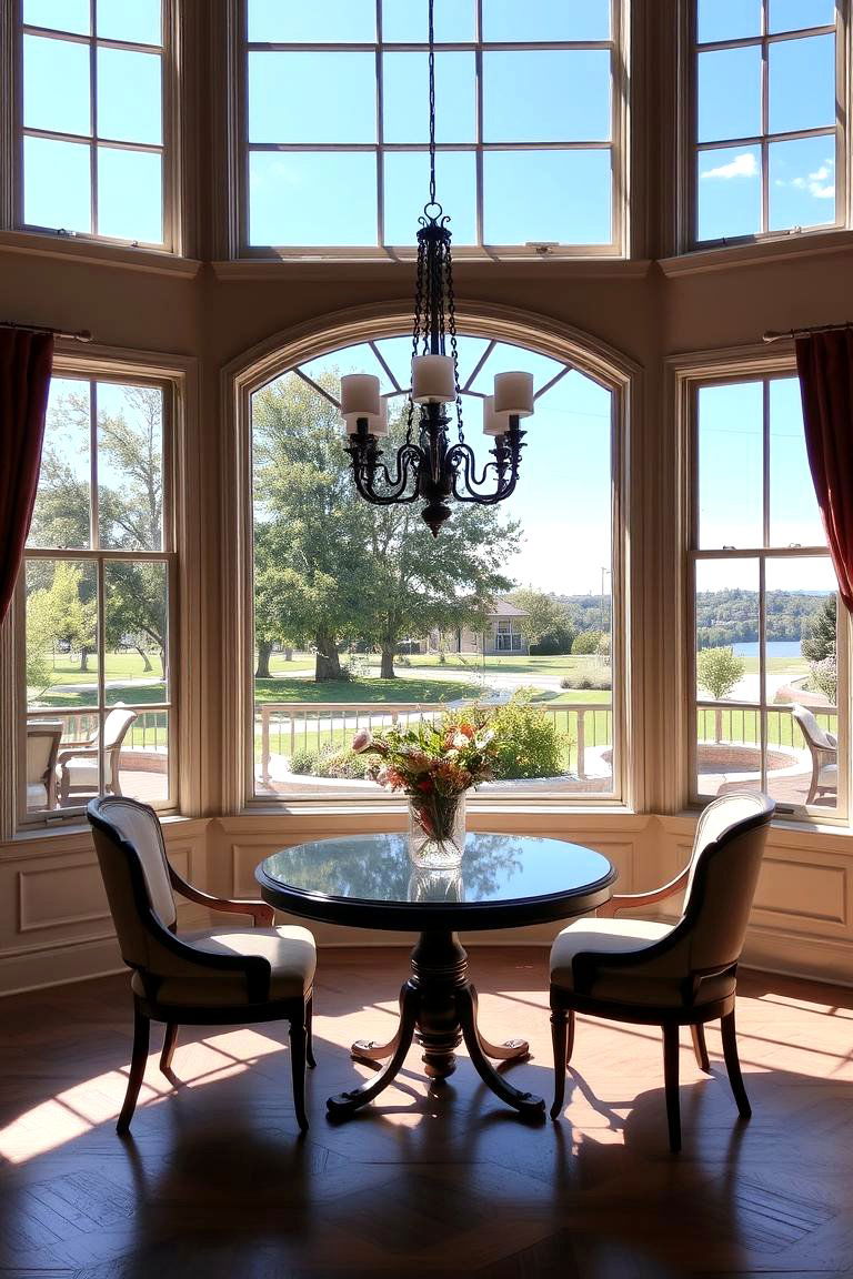 Dining Area with Elegant Seating - 24 Bay Window Ideas