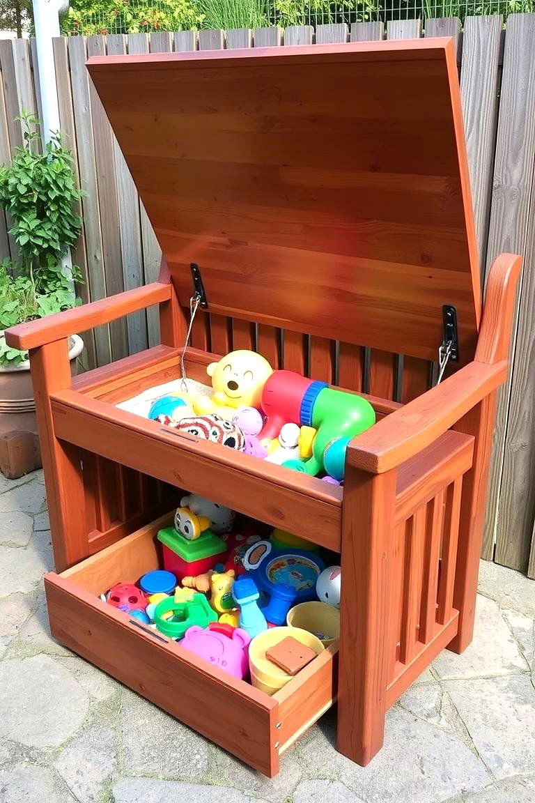 Discreet Under Bench Storage Solutions - 24 Outdoor Toy Storage Ideas