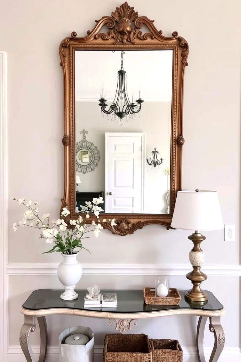 Display Antique Mirrors for a Timeless Look - 24 Entry Table Decor Ideas