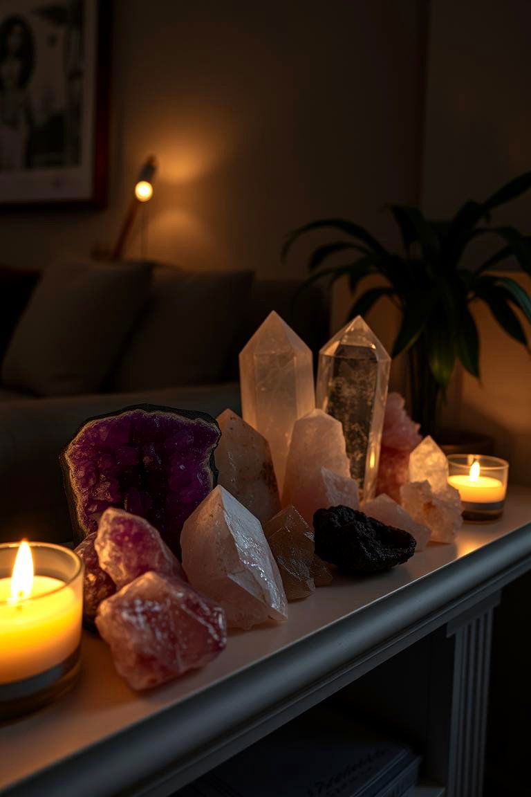 Display Crystals and Gemstones - 24 Witchy Living Room Ideas