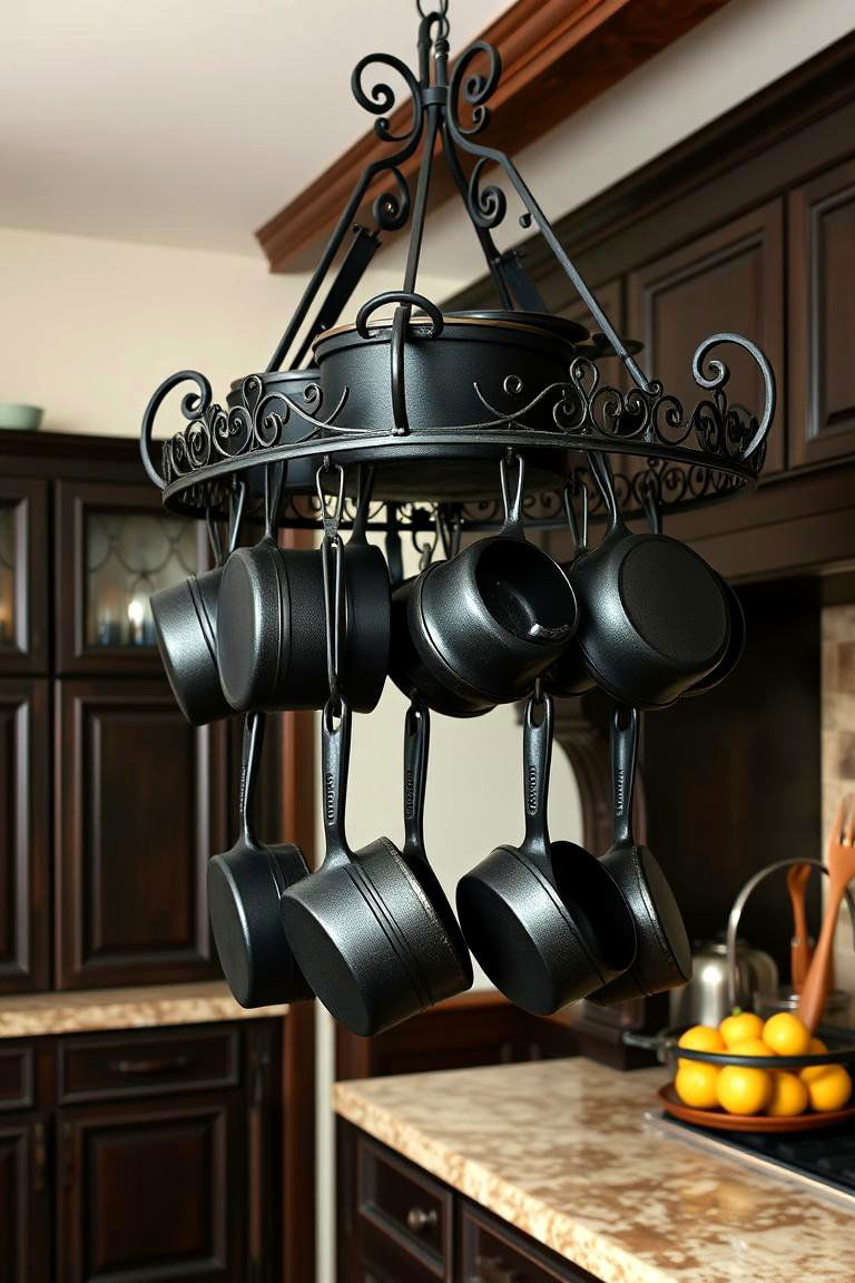 Display Dark Colored Cookware and Utensils - 24 Gothic Kitchen Ideas