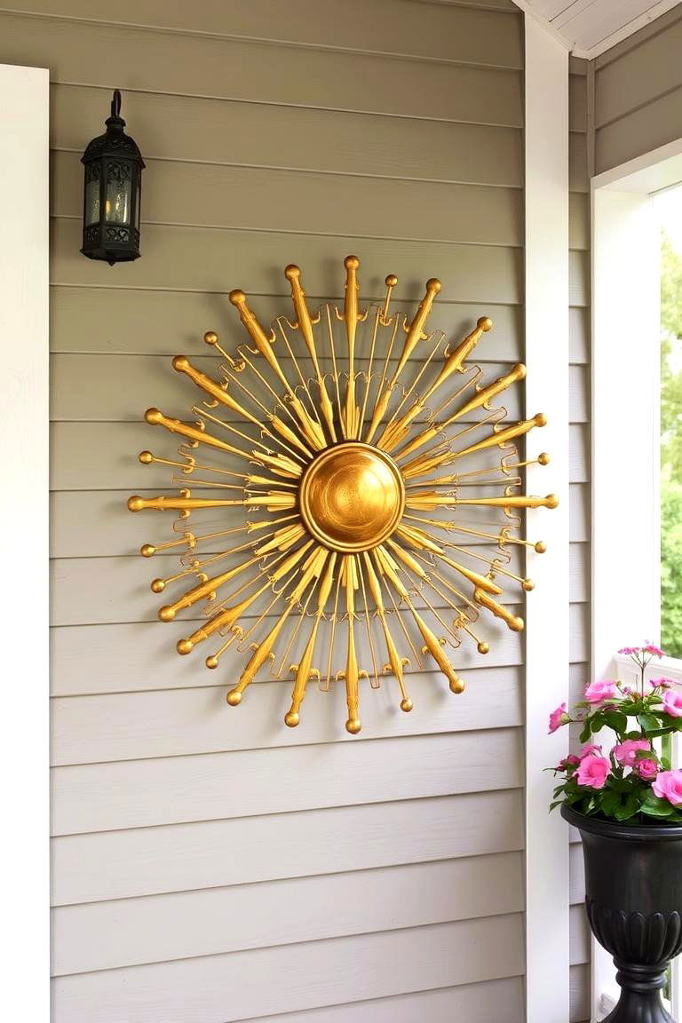 Display Decorative Outdoor Art for Personality - 24 Small Front Porch Ideas