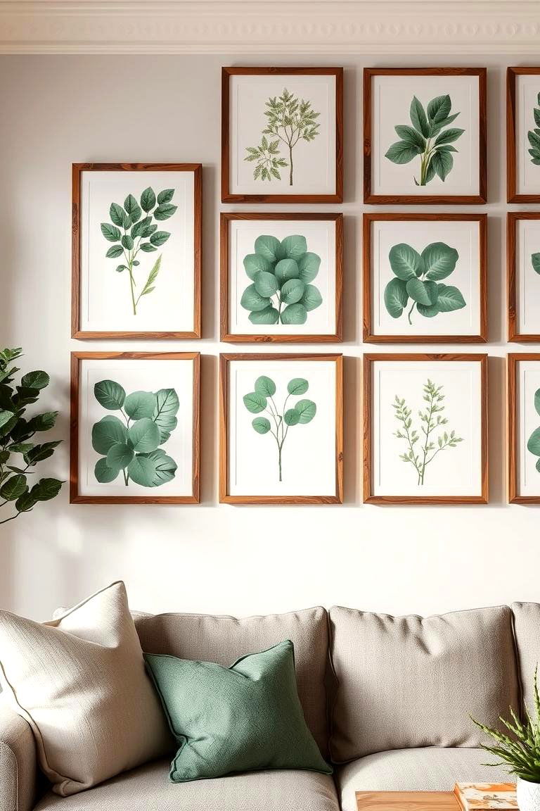 Display Sage Green Artwork or Prints with Rustic Frames - 24 Rustic Sage Green Living Room Ideas
