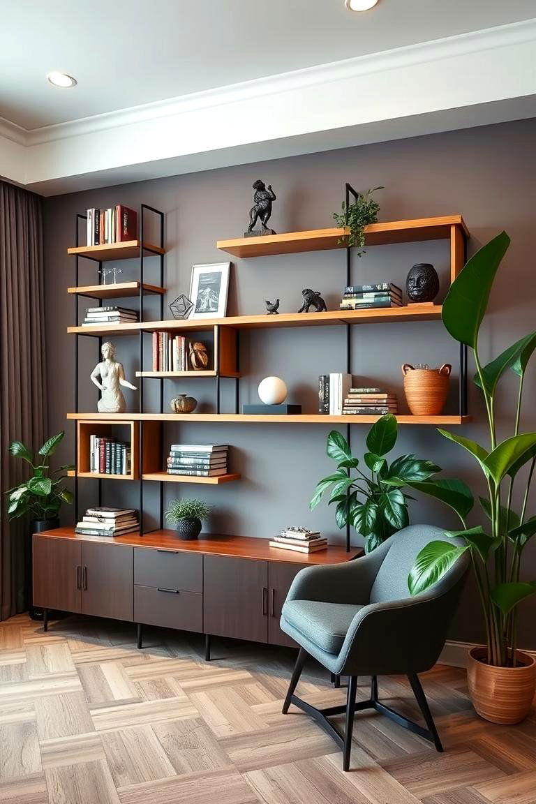 Display Shelving as Art - 24 Office Accent Wall Ideas