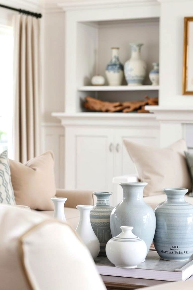 Display Vases and Decorative Objects Thoughtfully - 24 Hamptons Living Room Ideas
