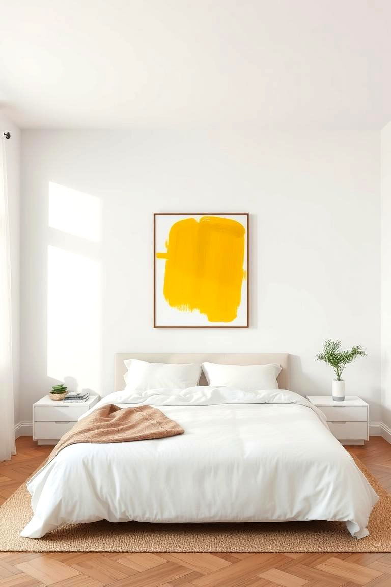 Display Vibrant Yellow Artwork - 24 Yellow Bedroom Ideas