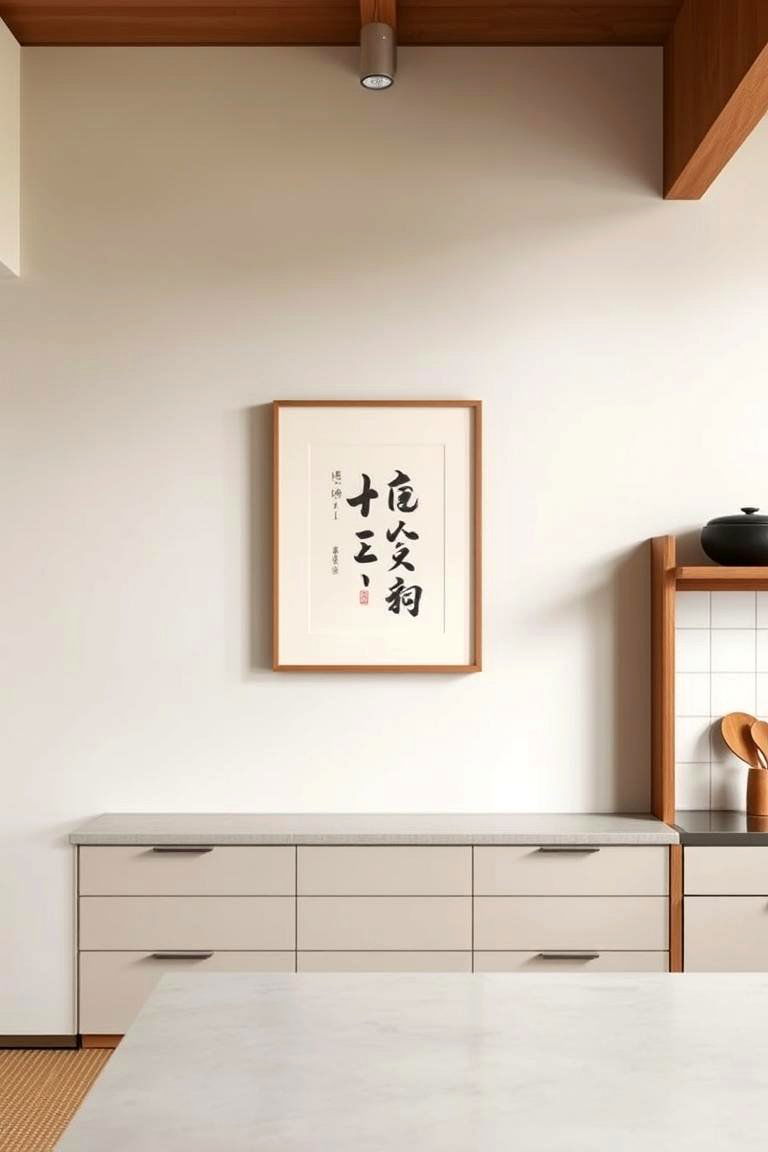 Display of Minimalist Artwork - 24 Japanese Style Kitchen Ideas