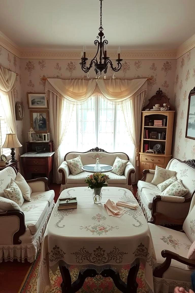 Displaying Vintage Linens - 24 Shabby-chic Style Living Room Ideas