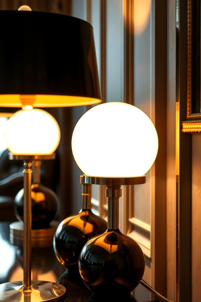 Distinctive Black and Gold Table Lamps - 24 Black and Gold Living Room Ideas