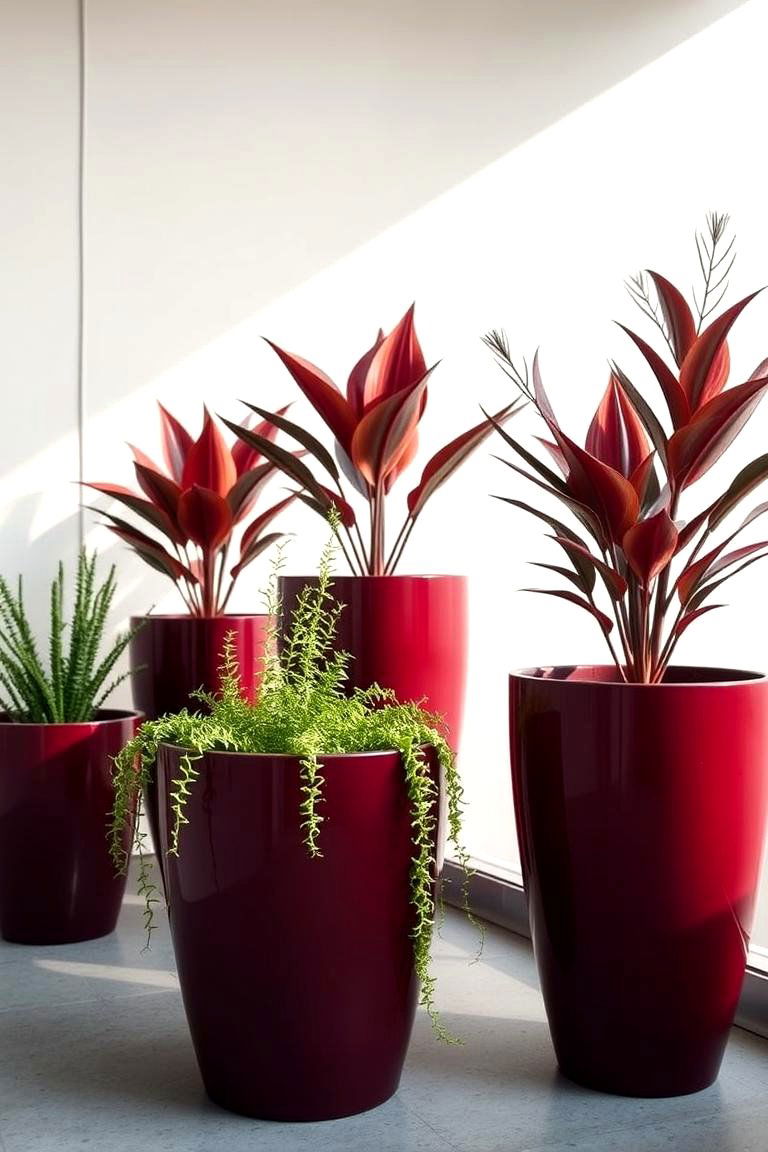 Distinctive Dark Red Planters - 24 Dark Red House Exterior Ideas
