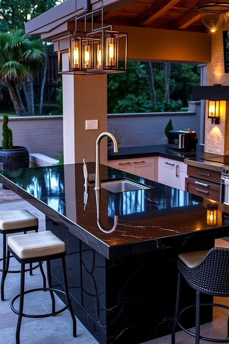 Distinctive and Heat Resistant Lava Stone - 24 Outdoor Countertop Ideas