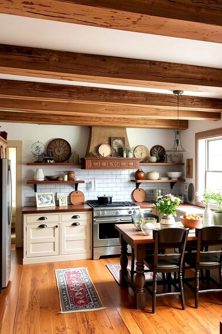 Distressed Beams for Vintage Appeal - 24 Decorative Ceiling Beam Ideas