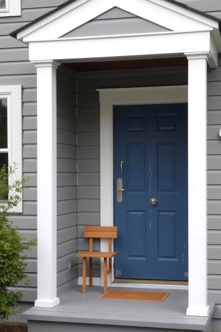 Distressed Blue Door for Vintage Appeal - 24 Grey House With Blue Door Ideas