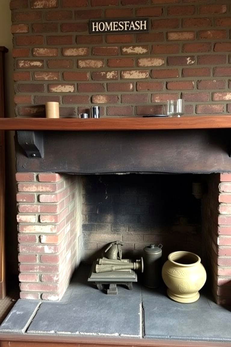 Distressed Brick Inspired Tiles - 24 Farmhouse Fireplace Tile Ideas