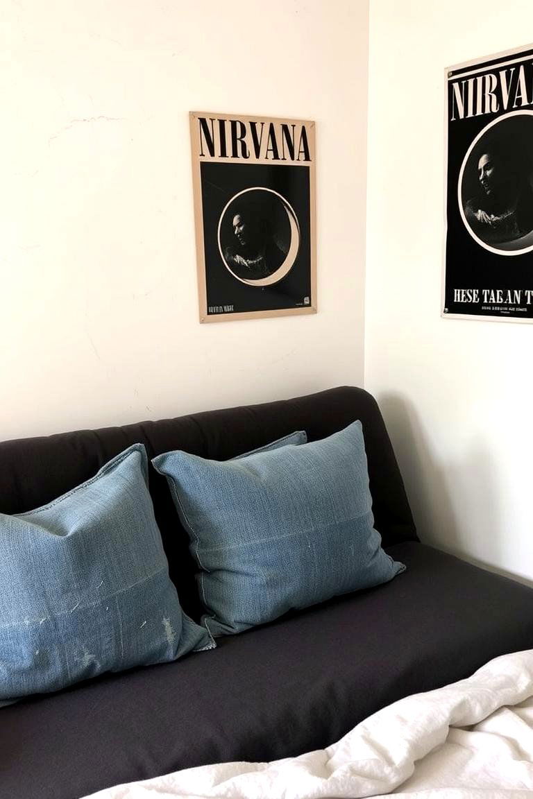 Distressed Denim Accents - 24 Grunge Aesthetic Room Decor Ideas