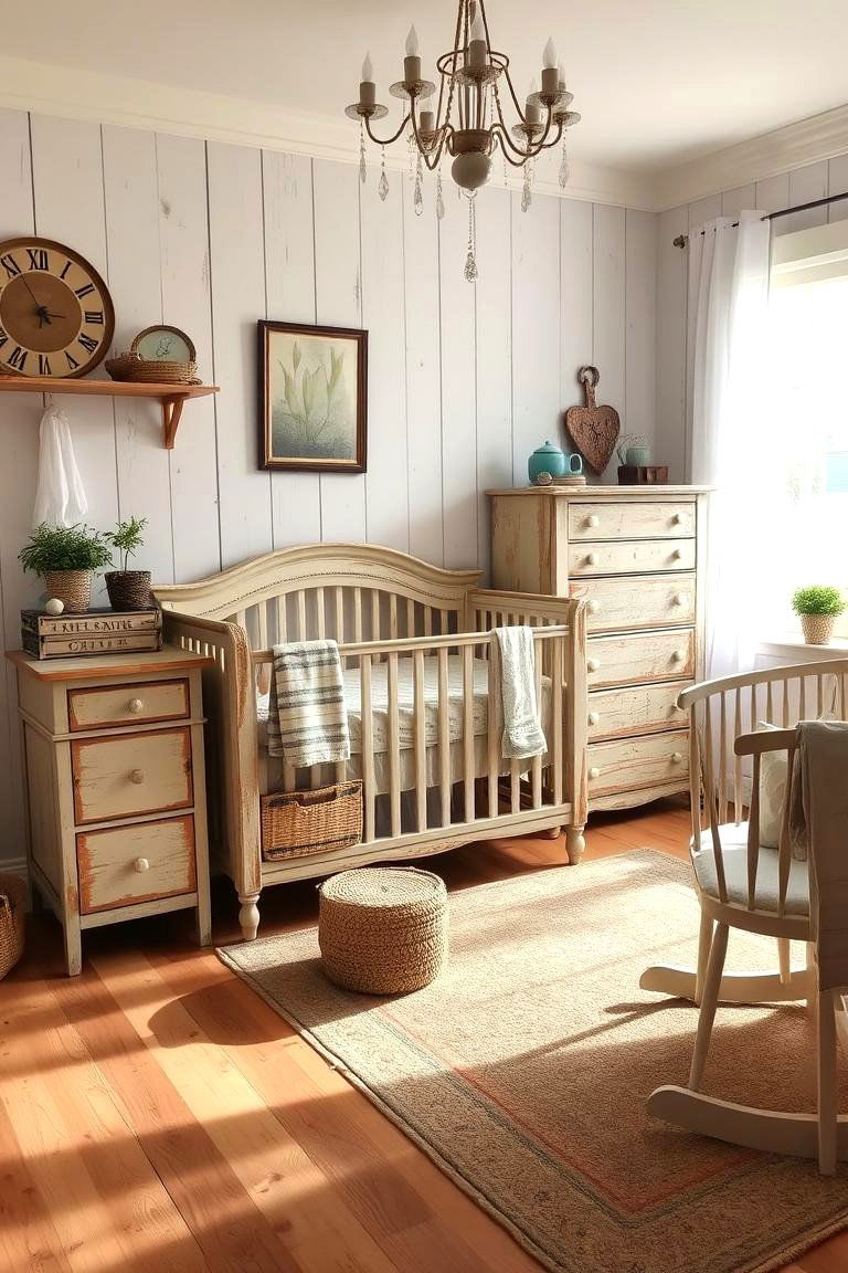 Distressed Furniture Appeal - 24 Farmhouse Nursery Ideas