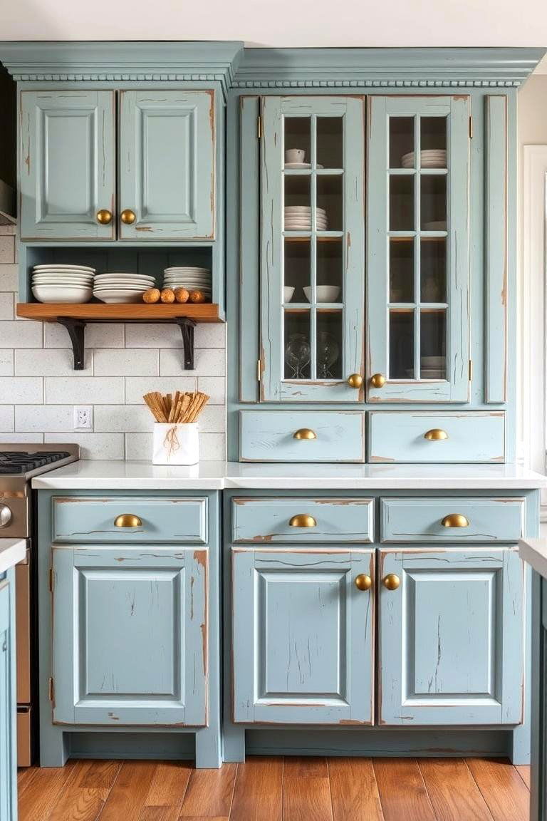 Distressed Light Blue Cabinets - 24 Light Blue Kitchen Cabinets Ideas