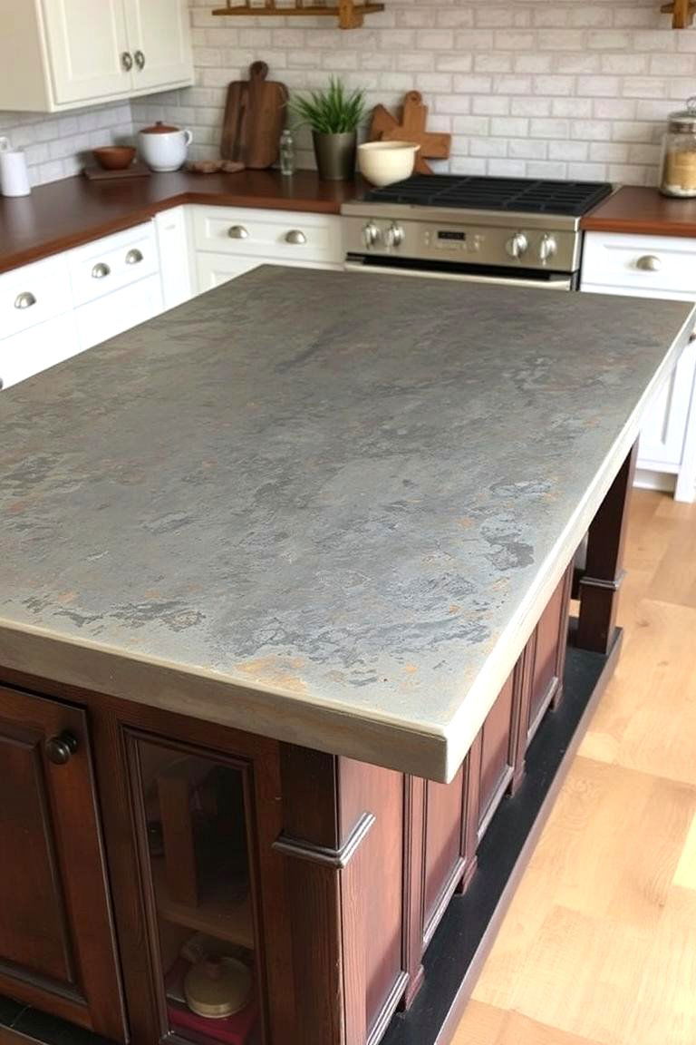 Distressed Metal Countertop - 24 Rustic Kitchen Island Ideas