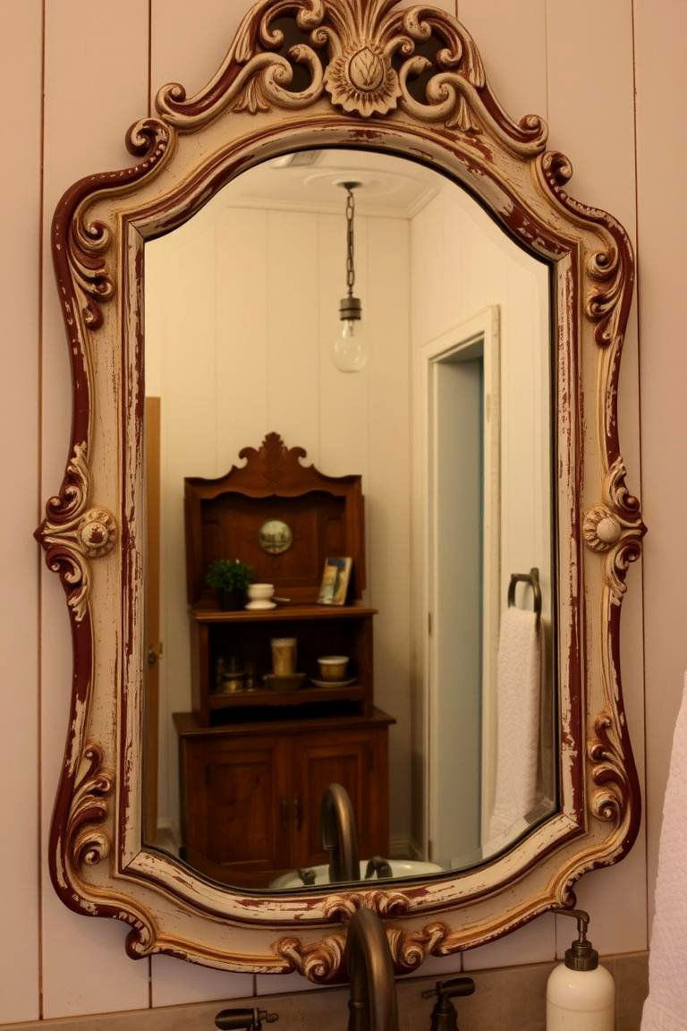 Distressed Mirrors - 24 Country Bathroom Ideas