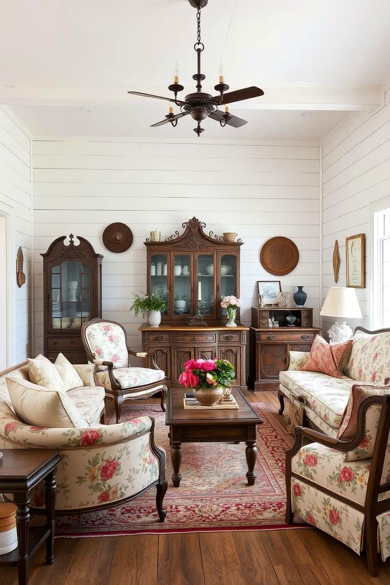 Distressed Shiplap for Vintage Charm - 24 Shiplap Living Room Ideas