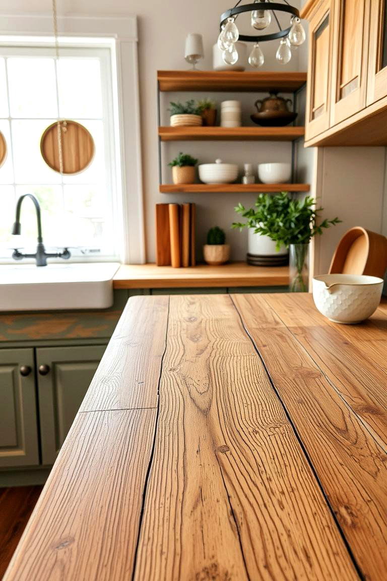 Distressed Wood Countertop - 24 Wood Countertop Ideas