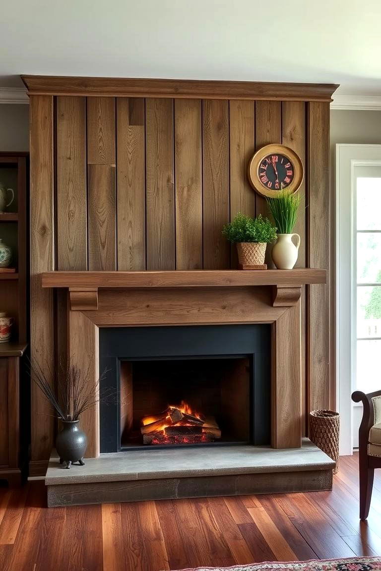 Distressed Wood Paneling Accent - 24 Craftsman-style Fireplace Ideas