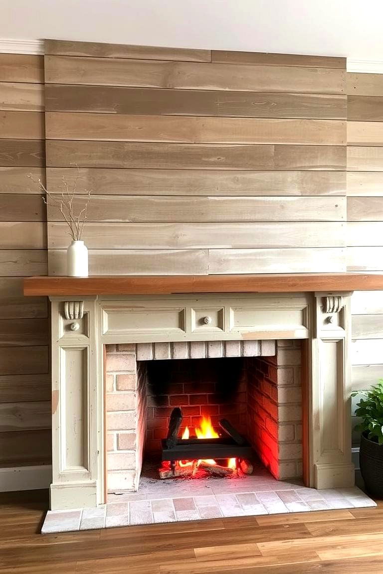 Distressed Wood Panels - 24 Fireplace Accent Wall Ideas