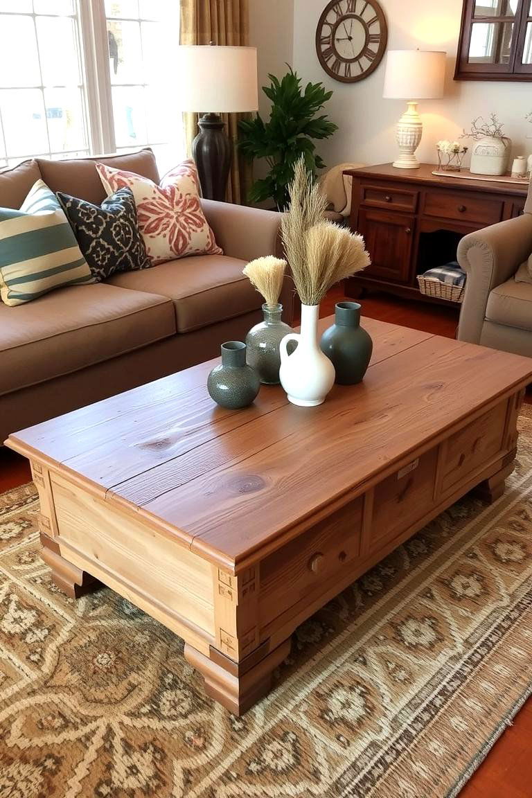 Distressed Wooden Coffee Table - 24 Rustic Decor Ideas