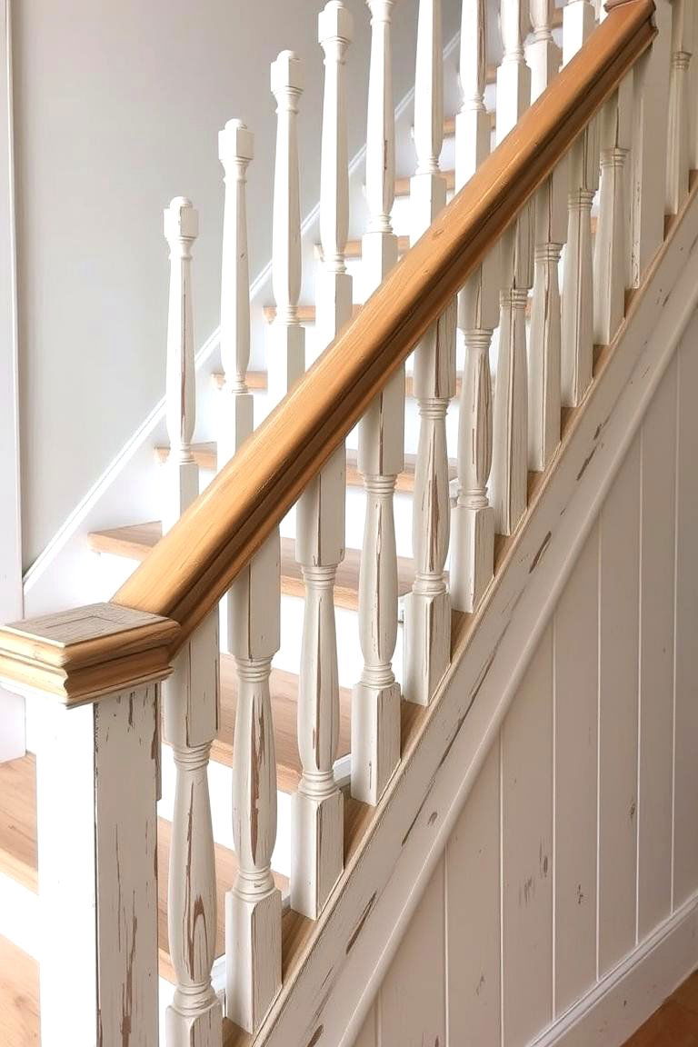 Distressed or Weathered Paint Finish - 24 Painted Stair Ideas