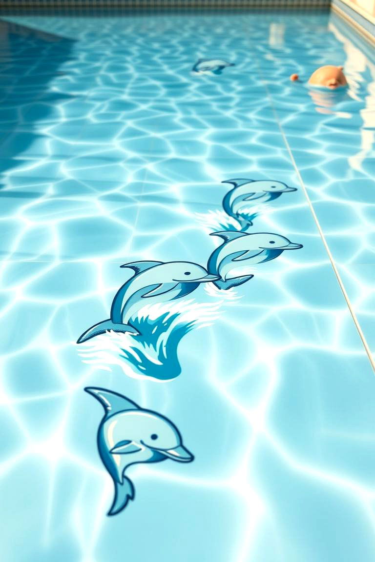 Dolphin Themed Tiles - 24 Waterline Pool Tile Ideas