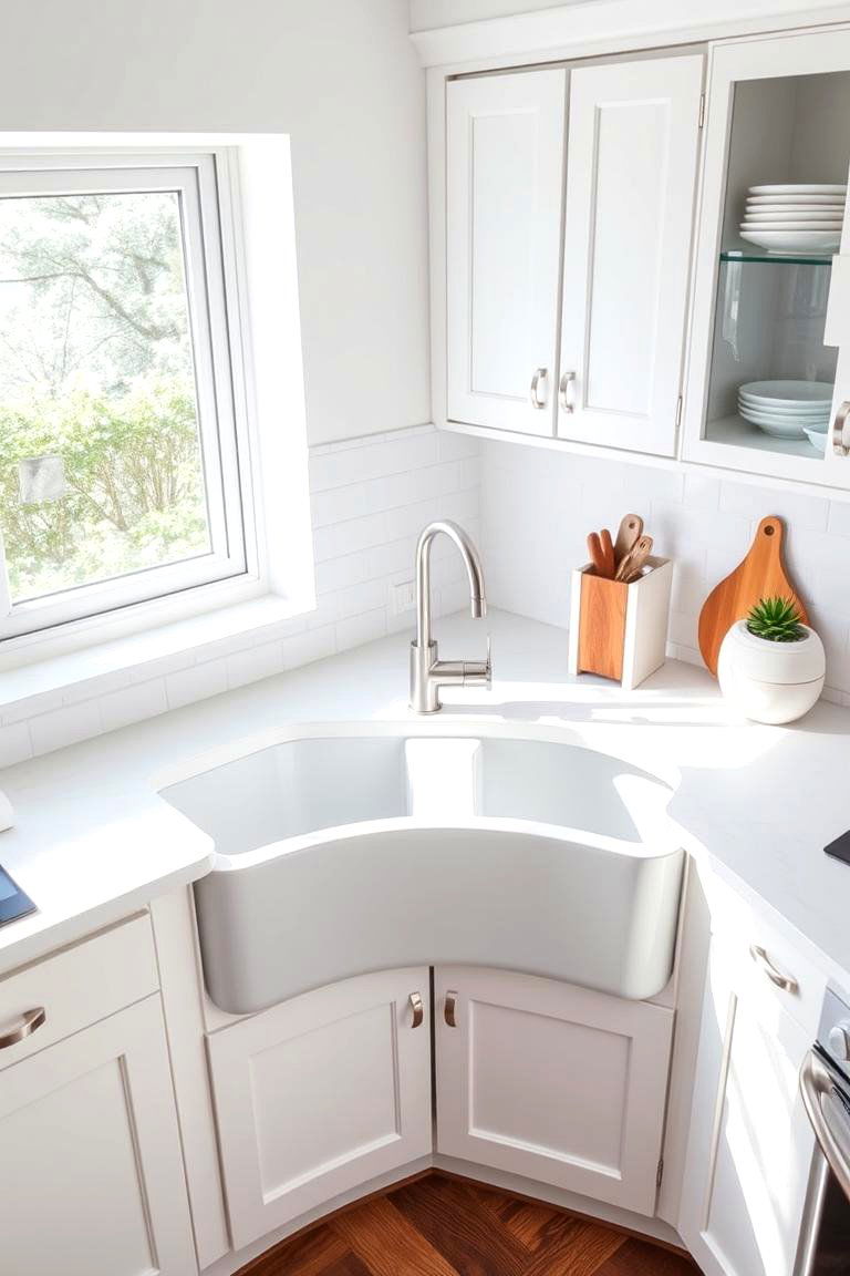 Double Bowl Sink for Versatile Use - 24 Corner Kitchen Sink Ideas