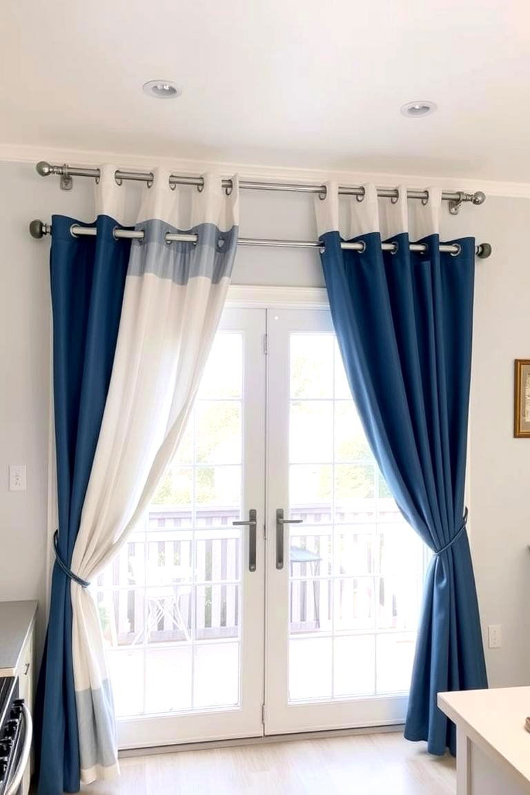 Double Curtain Rod for Layering - 24 Sliding Door Curtain Ideas