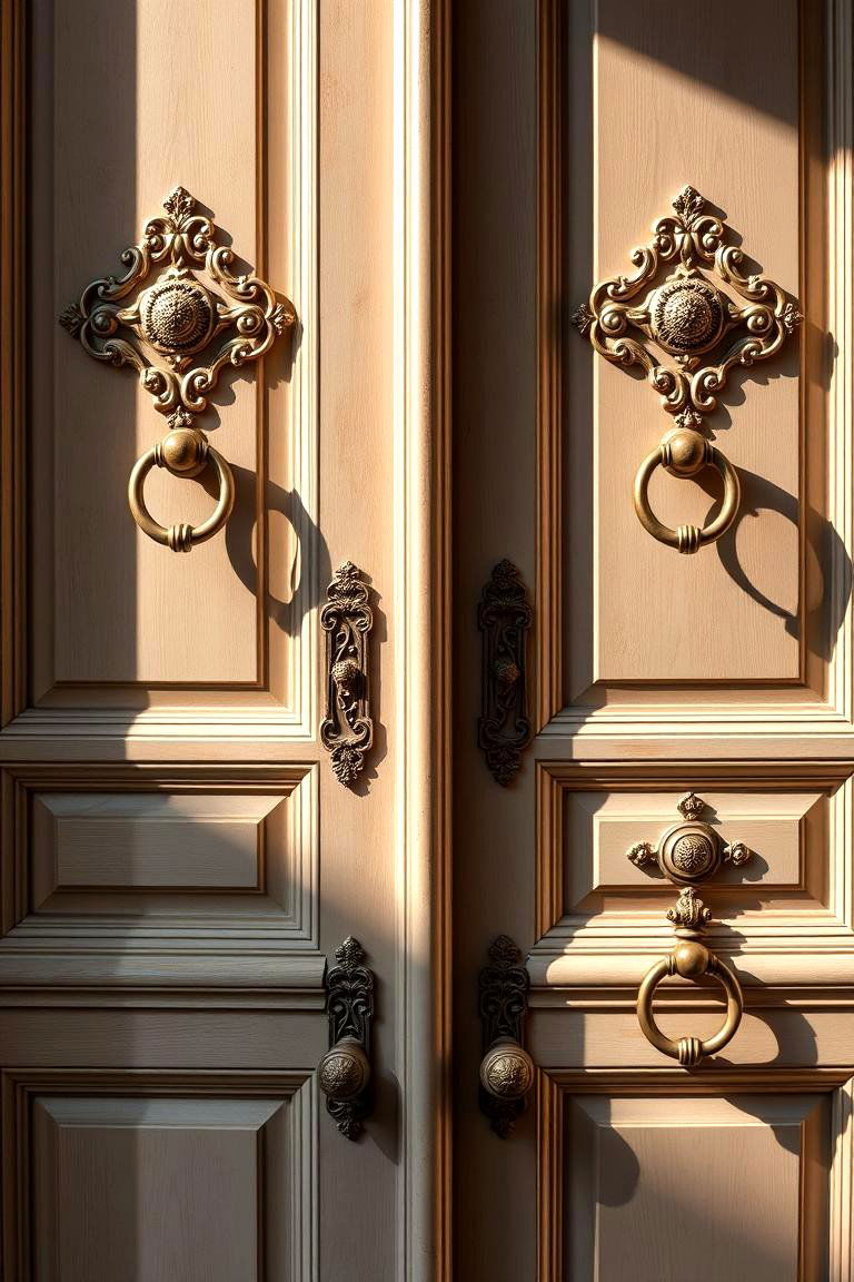 Double Doors with Decorative Hardware - 24 Double Front Door Ideas