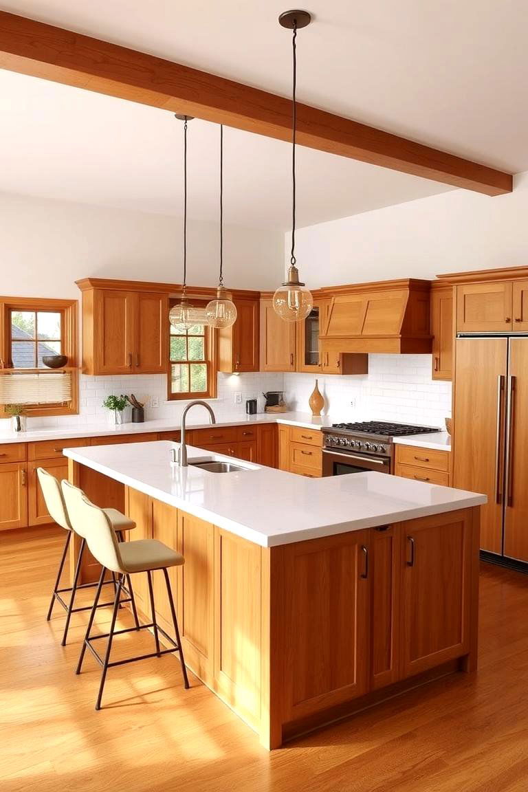 Double Duty Island in the Center - 24 U Shaped Kitchen Ideas
