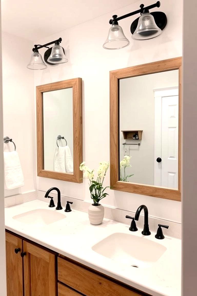 Double Mirrors Above Vanity - 24 Farmhouse Bathroom Mirrors Ideas