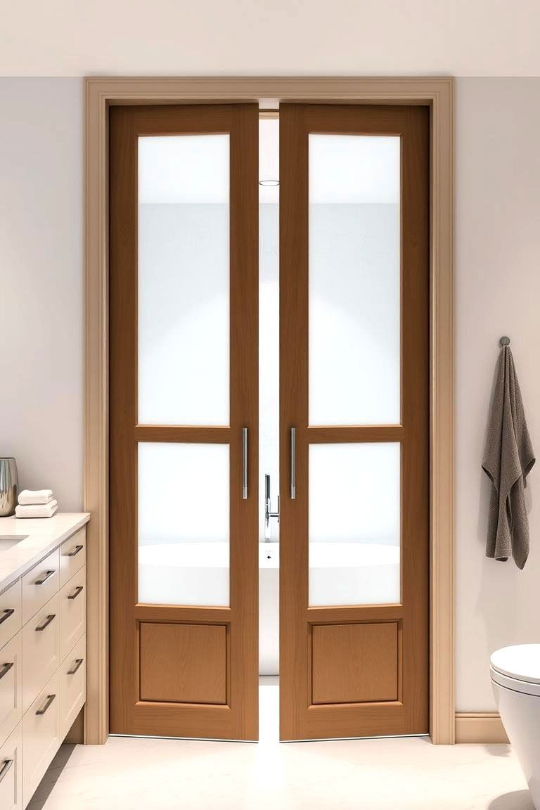 Double Panel Pocket Door - 24 Bathroom Pocket Door Ideas