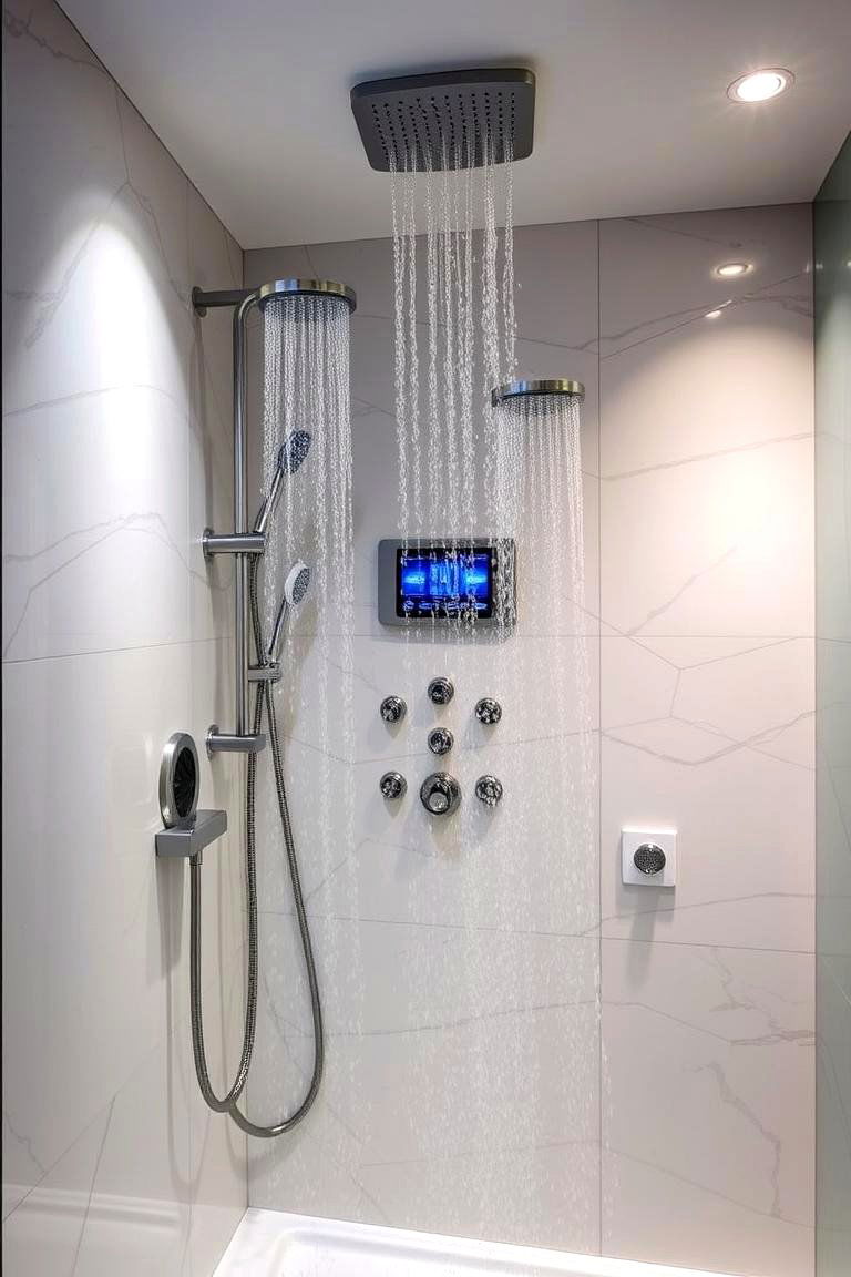 Double Shower with Built In Sound System - 24 Double Shower Ideas