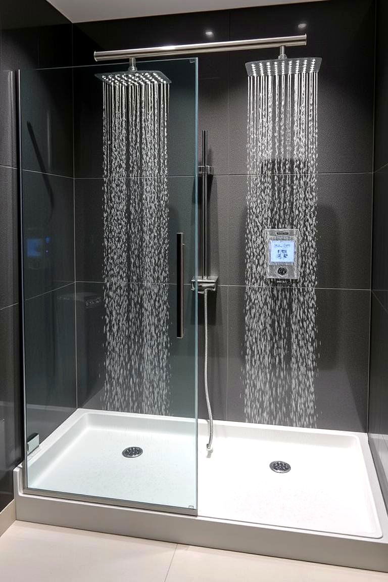 Double Shower with Self Cleaning Feature - 24 Double Shower Ideas