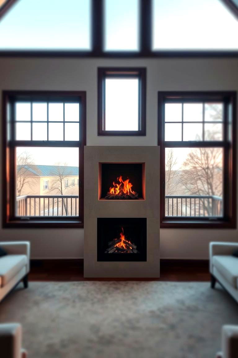 Double Sided Fireplace Between Windows - 24 Fireplace Between Windows Ideas