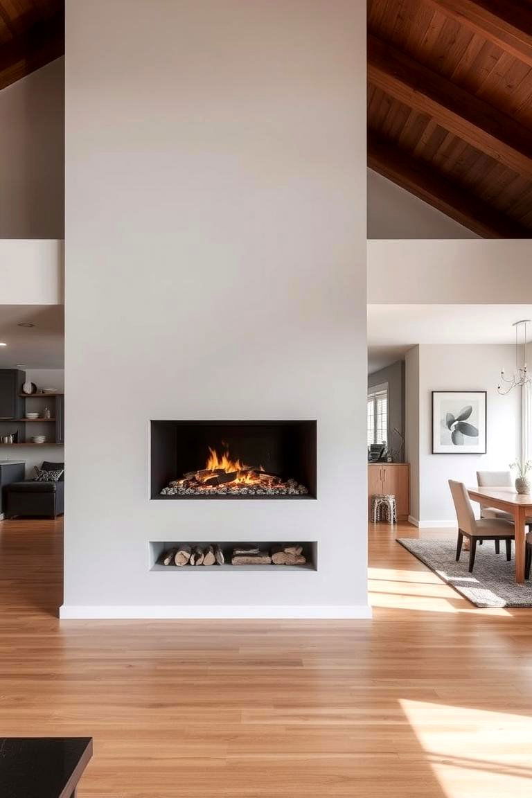 Double Sided Fireplace Connecting Two Rooms - 24 Living Room Fireplace Ideas